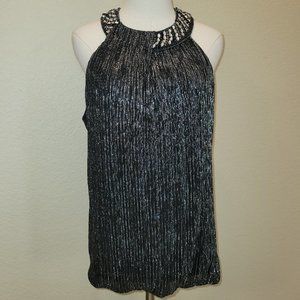 ALFANI Silver/Black Metallic Top Rhinestone/Beads